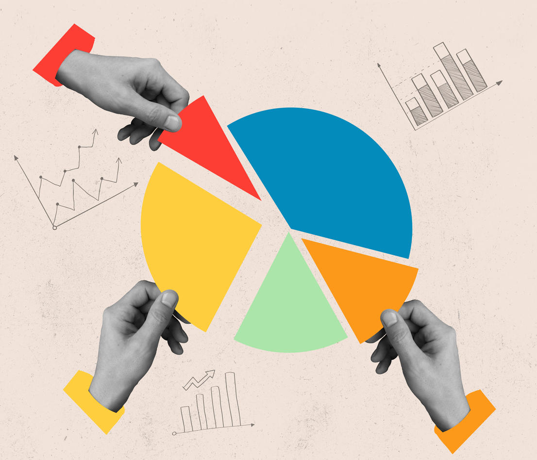 hands with pie chart